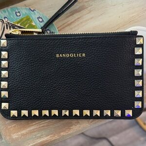 Bandolier Black Key & Card Holder with Gold Studs
